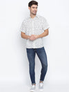 Eternal Milky White Printed Causal Men Shirt