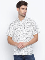 Eternal Milky White Printed Causal Men Shirt