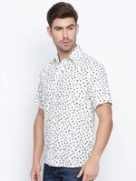 Eternal Milky White Printed Causal Men Shirt