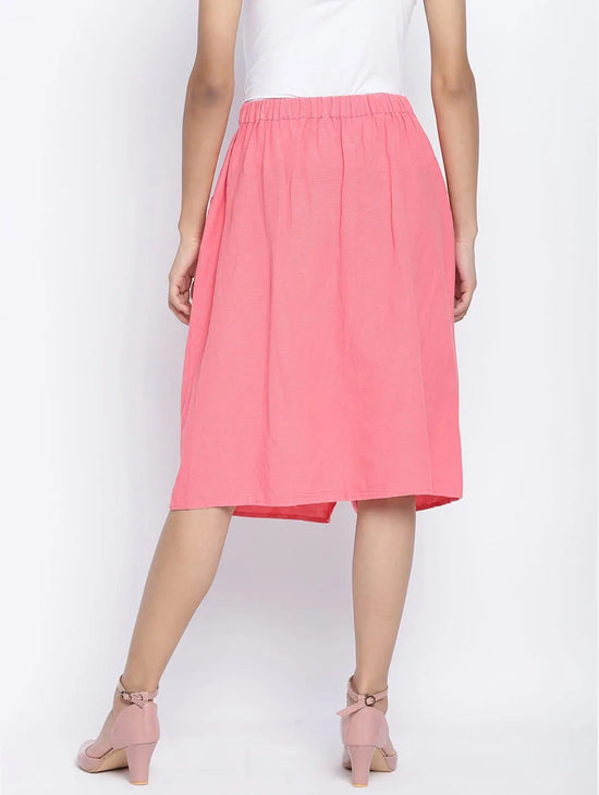 Vegas Pink Button Down Casual Women Skirt