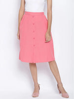 Vegas Pink Button Down Casual Women Skirt