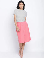 Vegas Pink Button Down Casual Women Skirt