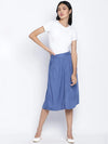 Dior Blue Soild Button Dowm Women Skirt