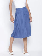 Dior Blue Soild Button Dowm Women Skirt