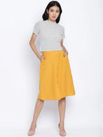 Sun Glaze Solid Button Down Women Skirt