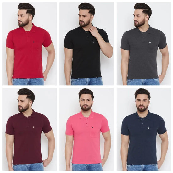 Combo Pure Cotton Polo T-shirt Pack of-6