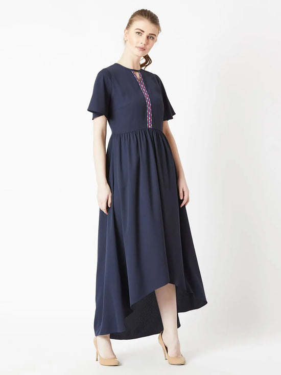 Creativity Takes Courage High Low Maxi Dress Navy Blue