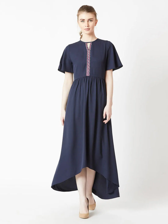 Creativity Takes Courage High Low Maxi Dress Navy Blue