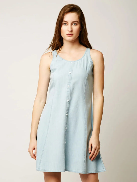 Fight For Your Right Denim Dress Light Blue