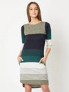 Right Round Shift Dress Multicolor-Base Navy Blue