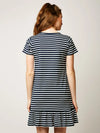 Sing And Dance Striped A-Line Dress Navy Blue And White