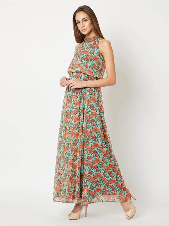 Turn Up The Love Maxi Dress Multicolor-Base Green