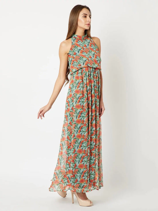 Turn Up The Love Maxi Dress Multicolor-Base Green