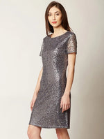 Be My Kendall Sequin Shift Dress Grey