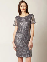 Be My Kendall Sequin Shift Dress Grey