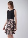 Enchanted Garden Floral Skater Dress Black & Pink