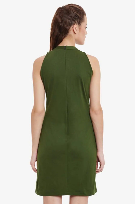 Binge On Fringe Bodycon Dress Olive