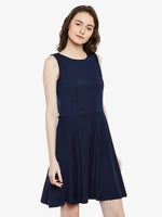 In All Seriousness Skater Dress Navy Blue