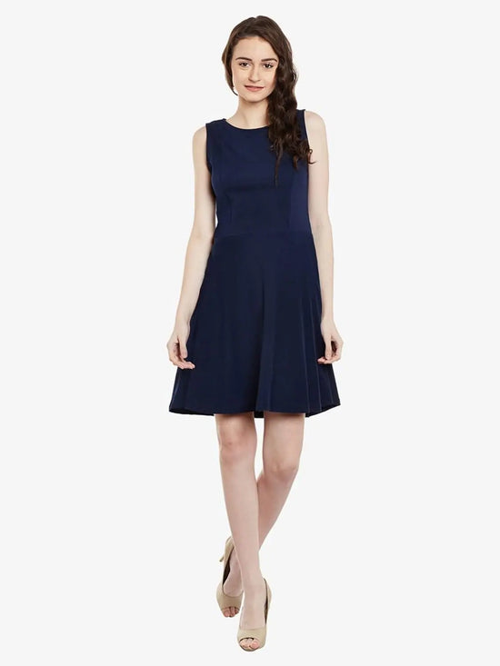 In All Seriousness Skater Dress Navy Blue