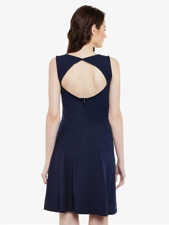 In All Seriousness Skater Dress Navy Blue