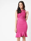 Sheer Simplicity Peplum Bodycon Dress Magenta