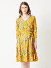 Seaside Shine Floral Wrap Dress Multicolor-Base Yellow