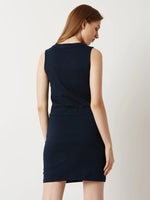 Tough Times Belted Dress Navy Blue