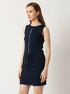 Tough Times Belted Dress Navy Blue