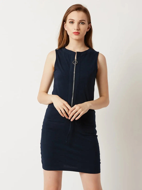 Tough Times Belted Dress Navy Blue