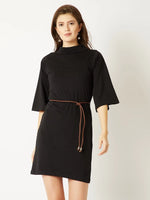 Darkness Shines Belted Dress Black