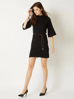 Darkness Shines Belted Dress Black