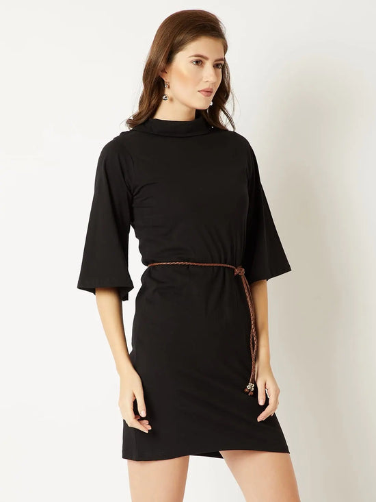 Darkness Shines Belted Dress Black