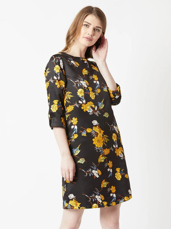 Benefit Of The Doubt Shift Dress Multicolor-Base Black