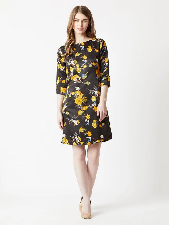 Benefit Of The Doubt Shift Dress Multicolor-Base Black