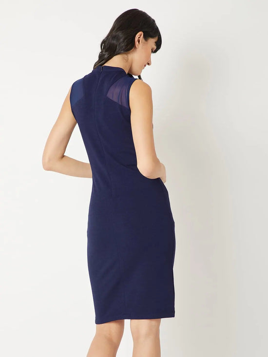 Collect Beautiful Moments Sheer Bodycon Dress Navy Blue