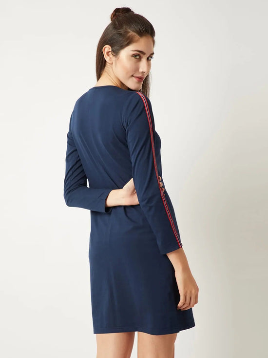 The Final Show Twill Sleeve Dress Navy Blue