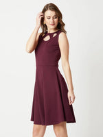 Gather Memories Cut Out Skater Dress Wine Red