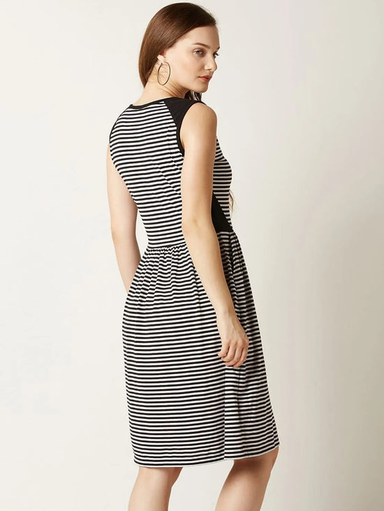 Bread Winner Striped Dress Black And White