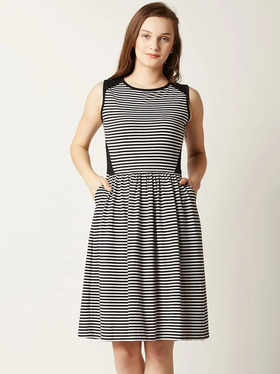 Bread Winner Striped Dress Black And White