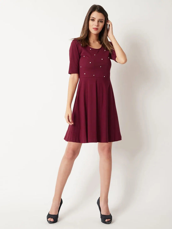 Skippy Heather Pearl Dress Maroon