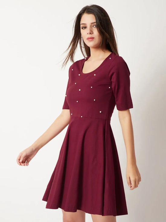 Skippy Heather Pearl Dress Maroon