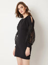 Ring On Me Lace Sleeve Dress Black