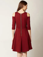 Plain And Simple Shoulder Cut Out Dress Maroon