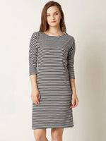 Make It Real Striped Dress Black And White