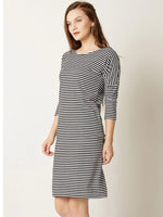 Make It Real Striped Dress Black And White