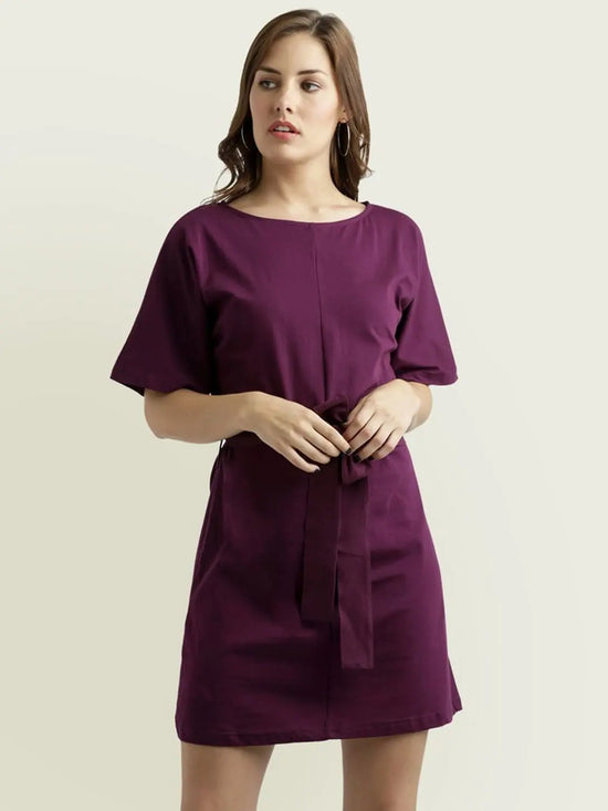 Ladies First Belted Dress Magenta