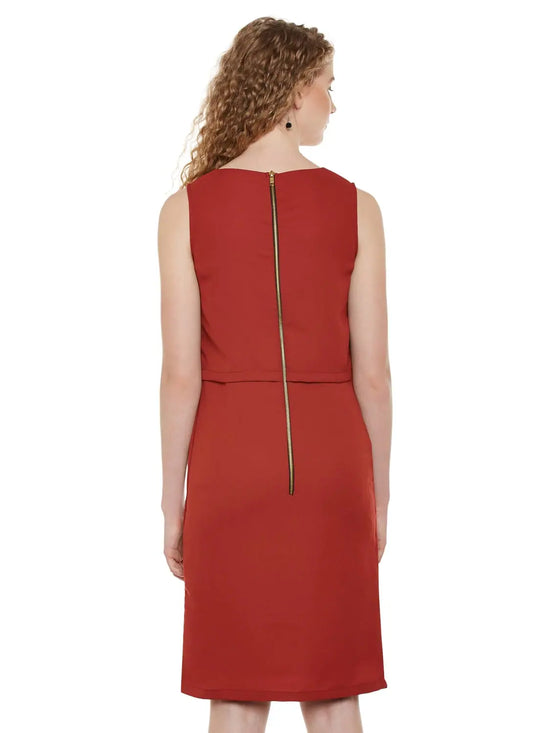 False Alarm Layered Dress Brick red