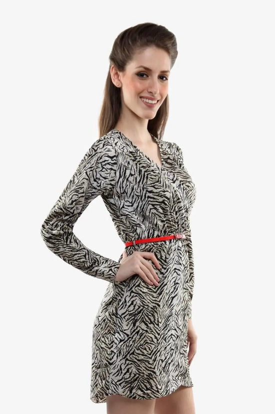 Walk on the Wild Side Short Wrap Dress Black & White