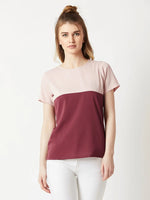 Stop Looking Up Colour Block Blush Pink and Maroon Top