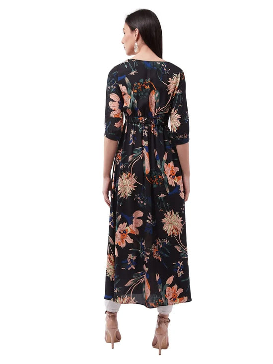 Go All The Away Floral Printed Maxi Multicolor-Base-Black Top